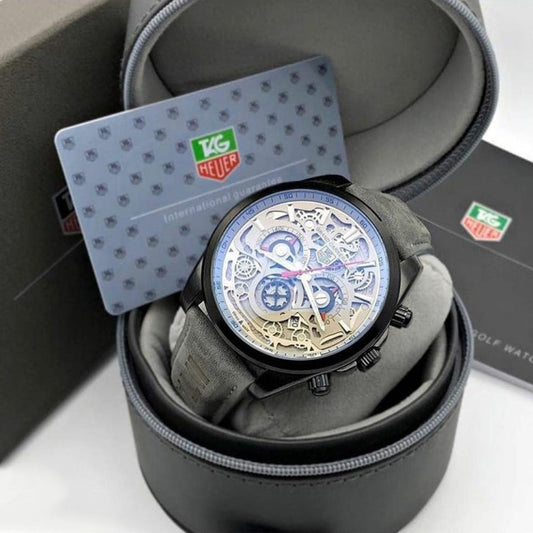 Tagheuer Cr7 Leather Grey Black Belt Watch