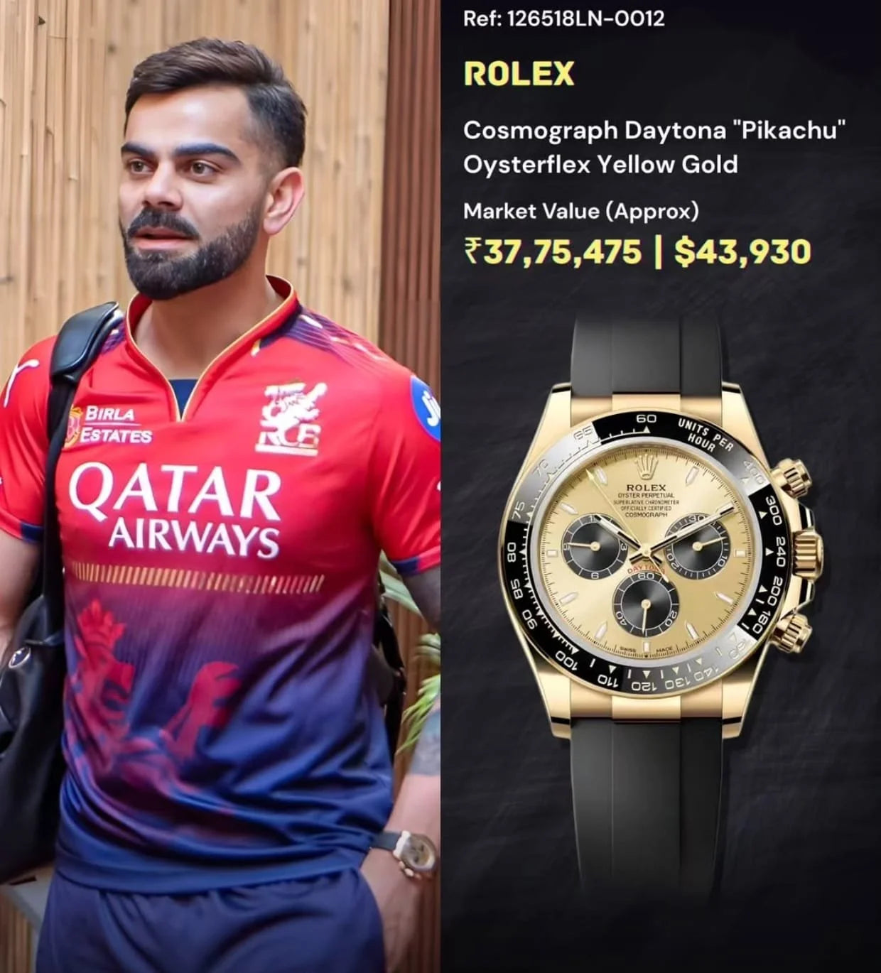 ROLEX DAYTONA YELLOW GOLD VIRAT KOHLI EDITION