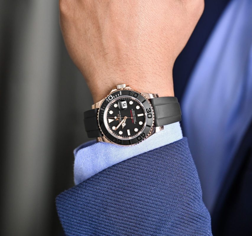 Rolex Yacht master Silicon band Rosegold black Virat kholi watch