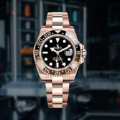 Rolex Gmt Master Rosegold Gold Black Metal Virat Watch