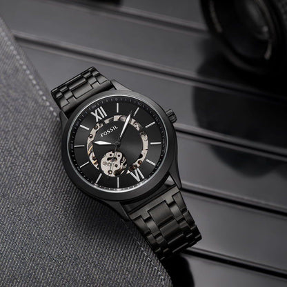 Fossil Buffer Rim Black Metal Automatic watch