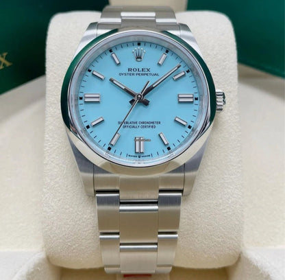 Rolex Tiffany Blue dial Silver metal Belt Watch M S Dhoni