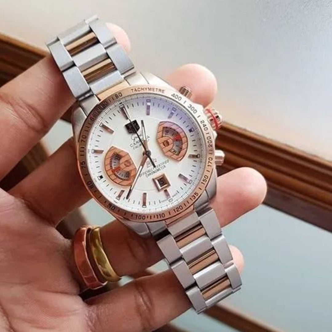 Tagheuer Calibre 17 Dual Tone White Dial Metal