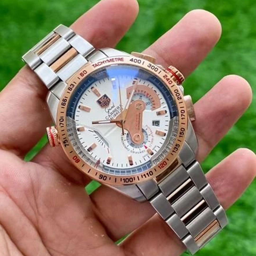 Tagheuer Calibre 36 Dual Tone White Dial Metal