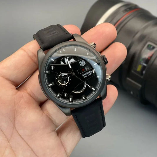 Tagheuer Cr7 New Leather Black Belt Black Dial