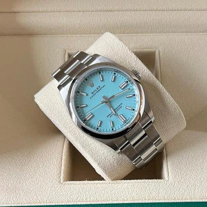 Rolex Tiffany Blue dial Silver metal Belt Watch M S Dhoni
