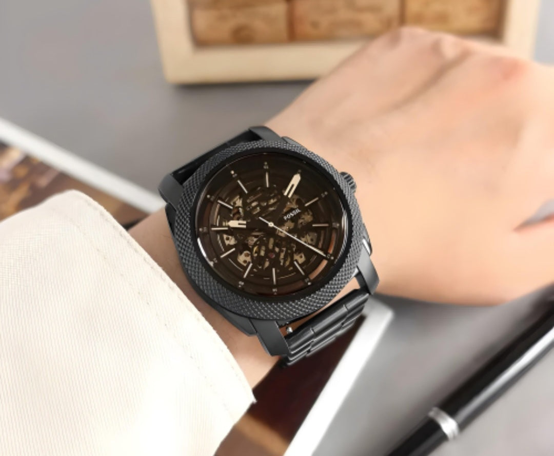 Fossil Automatic brown leather Black dial