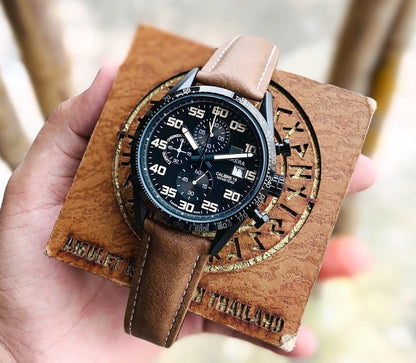 Tagheuer Grand Carrera Brown leather watch