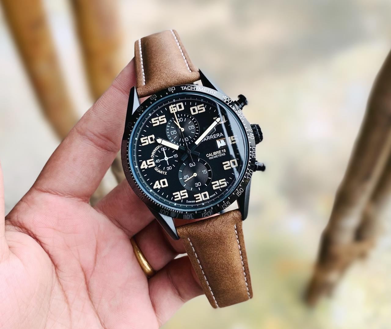 Tagheuer Grand Carrera Formula 1 Brown leather watch